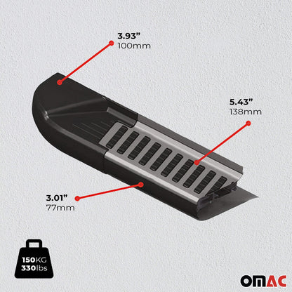 Omac USA Aluminum Running Boards, Side Steps for SUV – Fits with 2002-2007 Jeep Liberty – Silver & Black (2 Pcs)