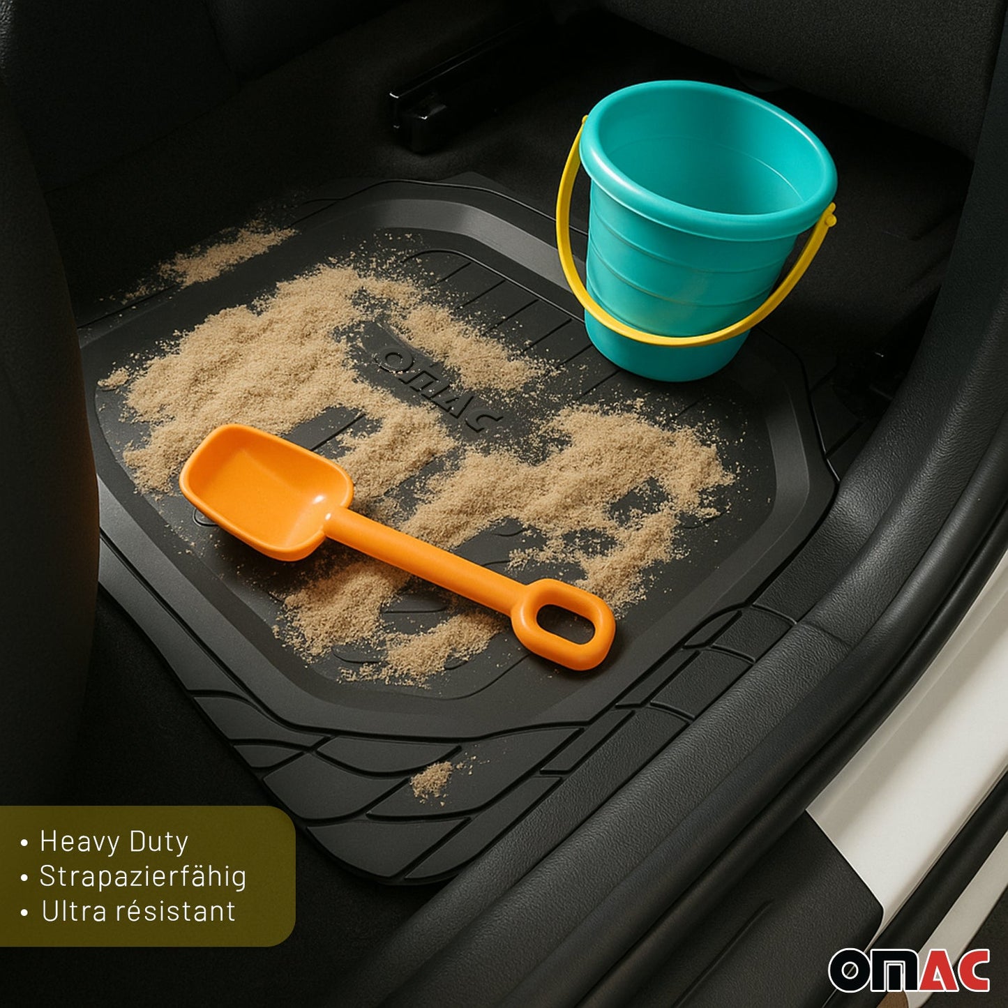 Omac USA Semi-Custom Rubber Floor Mats Liners for Cars – Fits with 2022-2024 Audi A3 (4 Pcs, All Weather, 3D Black Waterproof)
