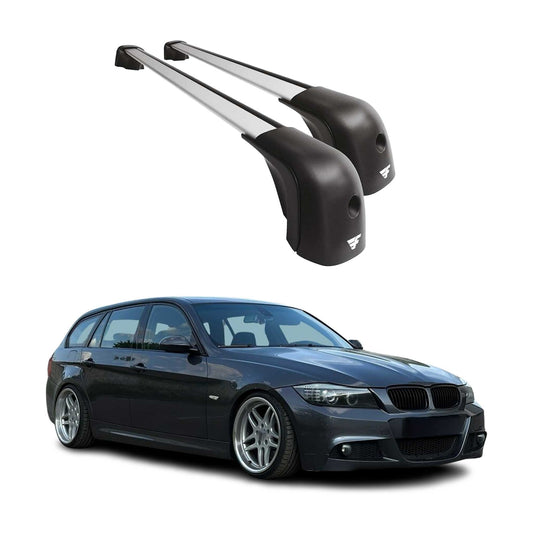 Omac USA Roof Rack Cross Bars Luggage Carrier for Cars – Fits with 2005-2012 BMW 3 Series E90 (2 Pcs, Silver, Aluminum)