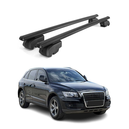 OMAC USA Roof Rack Cross Bars for Car – Fits 2009-2017 Audi Q5 8R (Excludes Models Without OEM Fixed Points) – Aluminium Black (2 Pcs)