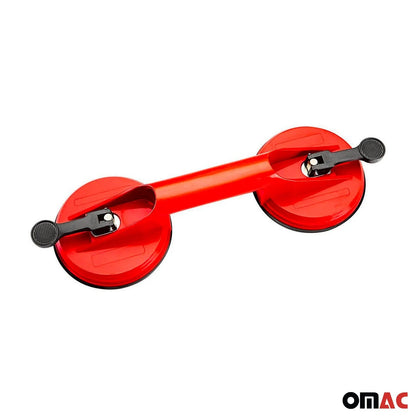 OMAC USA Double Suction Cup Vacuum Lifter – Glass, Granite & Mirror Handle Grip Tool – Heavy-Duty ABS & Rubber, Red (1 Pc)