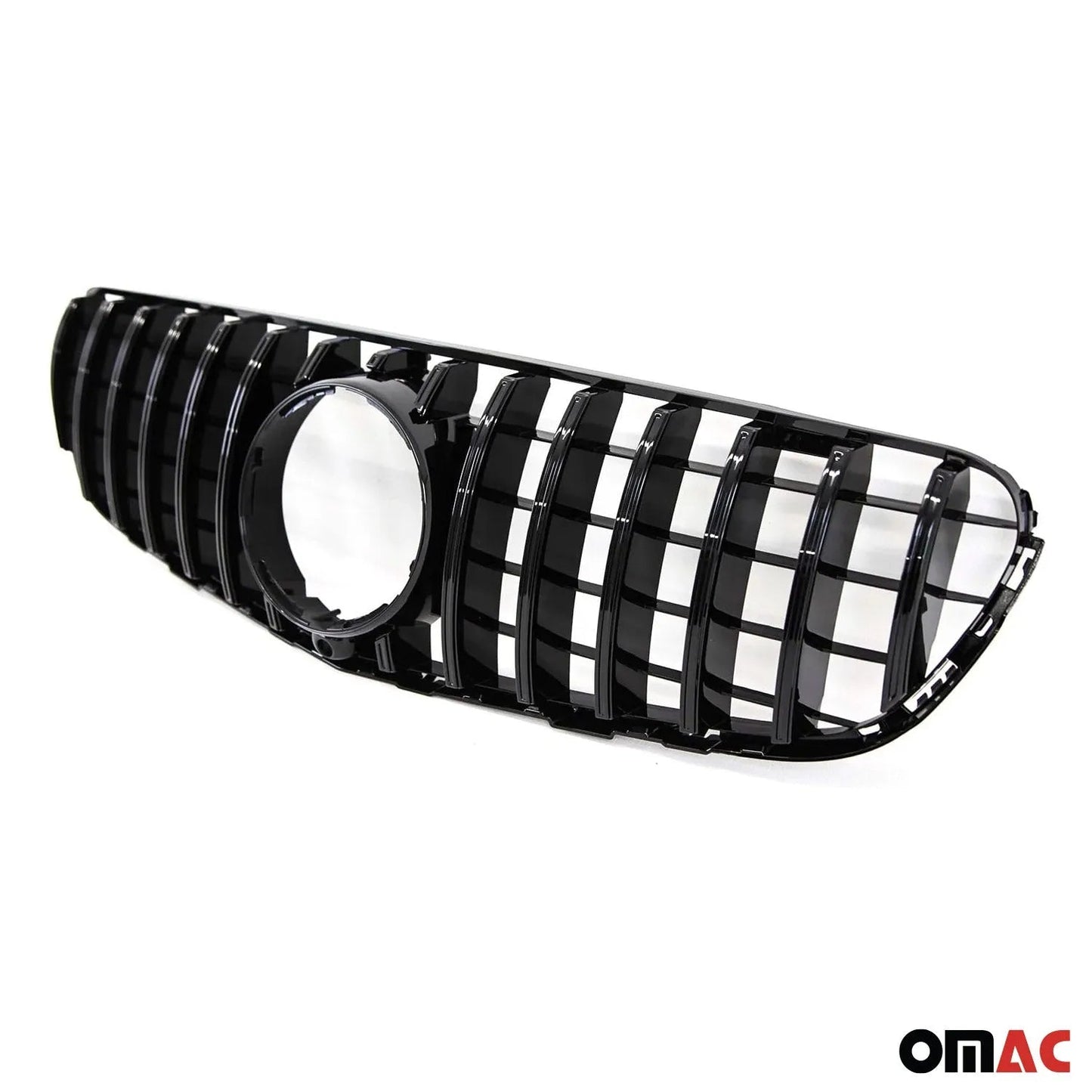 OMAC USA GT R Front Grill with Camera Hole for Cars – Fits 2016–2019 Mercedes GLC-Class X253 (Gloss Black, 1Pc)