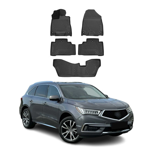 OMAC USA Floor Mats Liners Full Set All Weather for SUV – Fits with 2014-2020 Acura MDX – Black (5 Pcs)