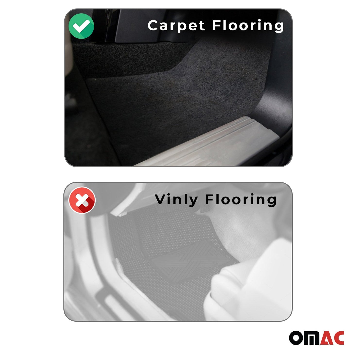 OMAC USA Premium Floor Mats Liners for Truck – Fits 2012–2018 Dodge RAM 1500 – First & Second Row All Weather Heavy Duty Black (3 Pcs)