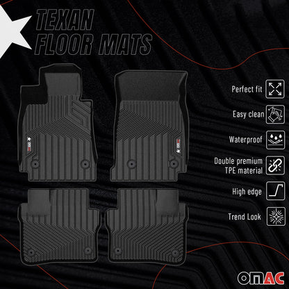 OMAC USA Premium Floor Mats Liners for Car – Fits 2016–2020 Cadillac CT6 – Front & Rear All Weather Heavy Duty Black