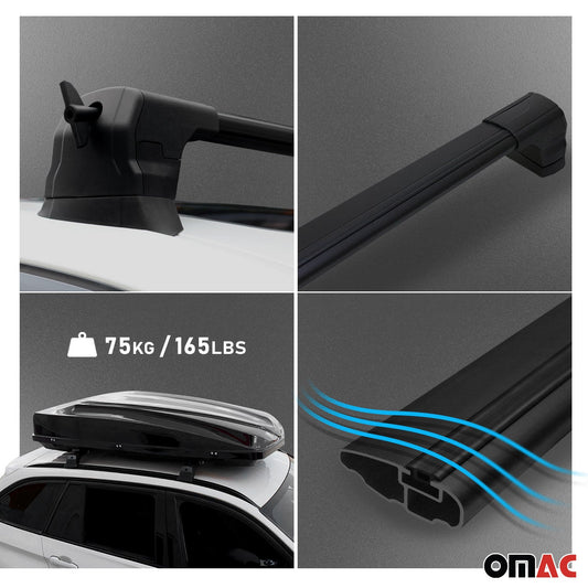 OMAC USA Roof Rack Cross Bars for Car – Fits 2012-2019 BMW 3 Series F30 Sedan – Aluminium Black (2 Pcs)