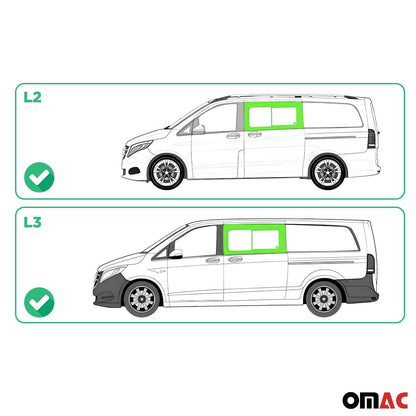 OMAC USA Window Glass Fit Kit for Vans – Fits 2016–2024 Mercedes Metris Front Left Side L2/L3 (Black, 4Pcs)