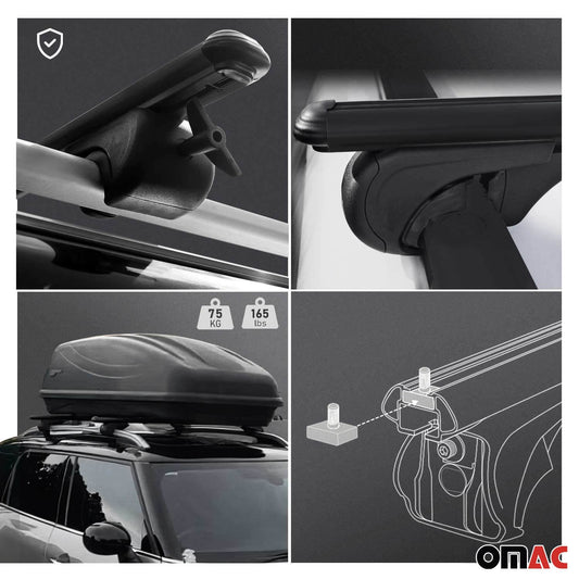 OMAC USA Roof Rack Cross Bars for SUV – Fits with 2007–2013 BMW X5 E70 – Aluminium Black (2 Pcs)
