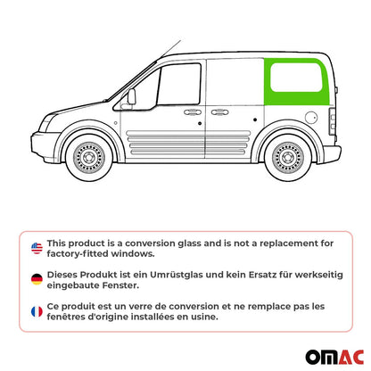 OMAC USA Rear Left Sliding Door Window Glass for Cargo Van – Fits 2010–2013 Ford Transit Connect L1/L2 – Black Tempered Replacement Auto Glass (1 Pc)
