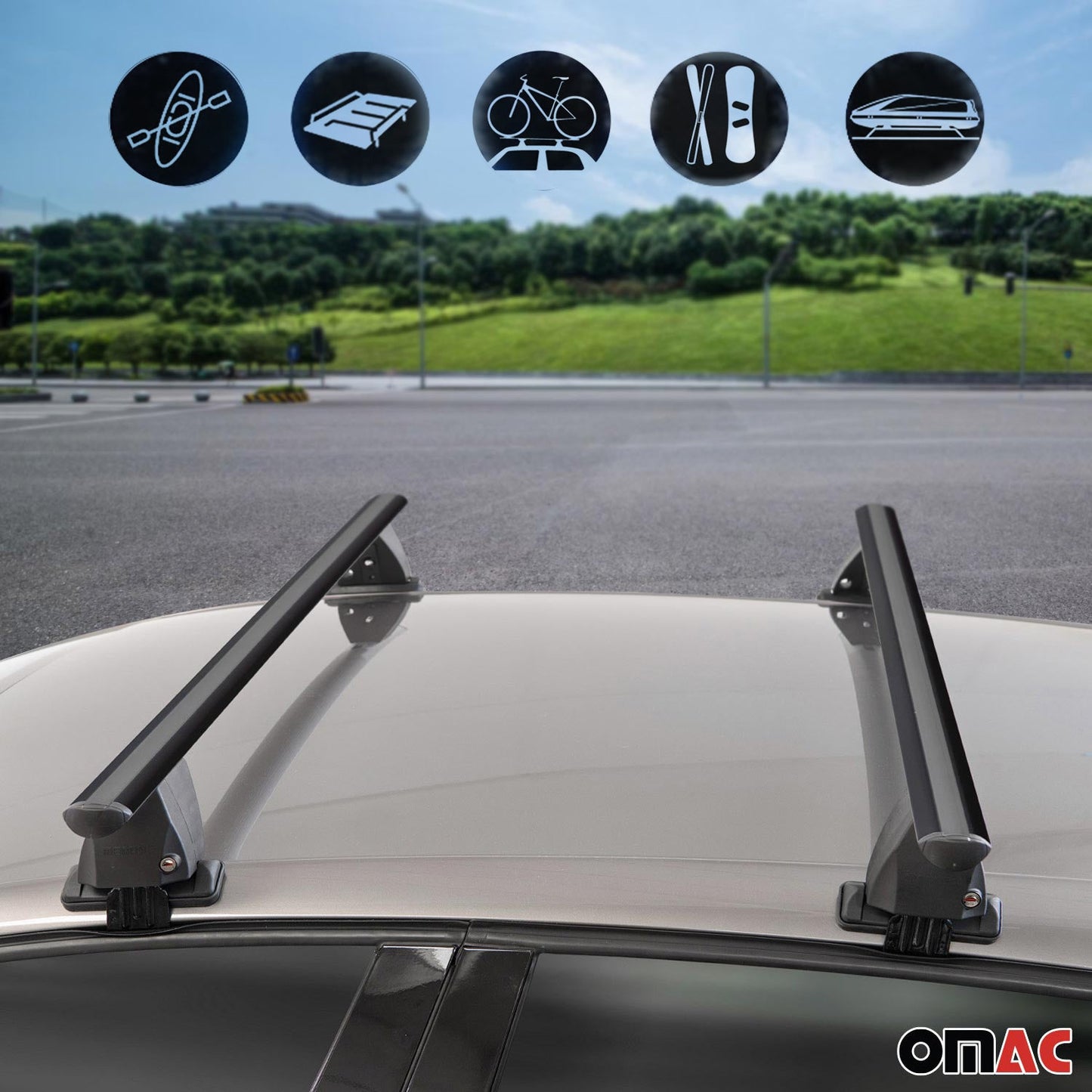 Omac USA Roof Rack Cross Bars Luggage Carrier for SUV – Fits with 2017-2025 Mazda CX-5 (2 Pcs, Black, Aluminum)