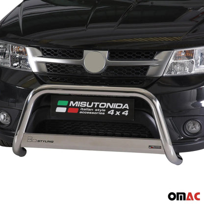 OMAC USA Bull Bar Push Front Bumper Grille for SUVs – Fits 2011–2015 Dodge Journey - 1Pc (Steel, Silver)