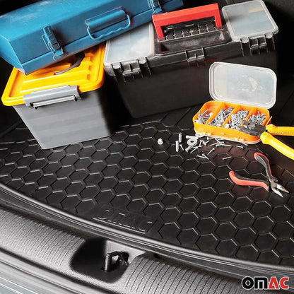 OMAC USA Trunk Mat Cargo Liner 3D Molded Waterproof Rubber Universal Fit – Black (1 Pc)