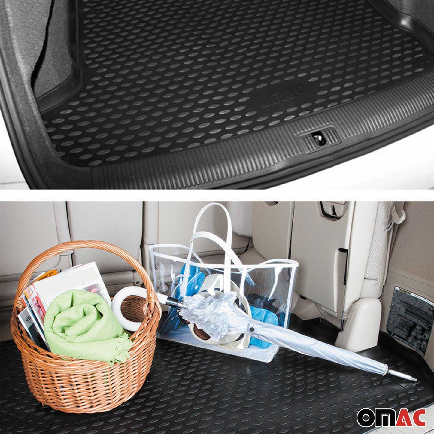 OMAC USA Cargo Liner Trunk Mat All Weather for SUV – Fits with 2003-2011 Honda Element – Black (1 Pc)