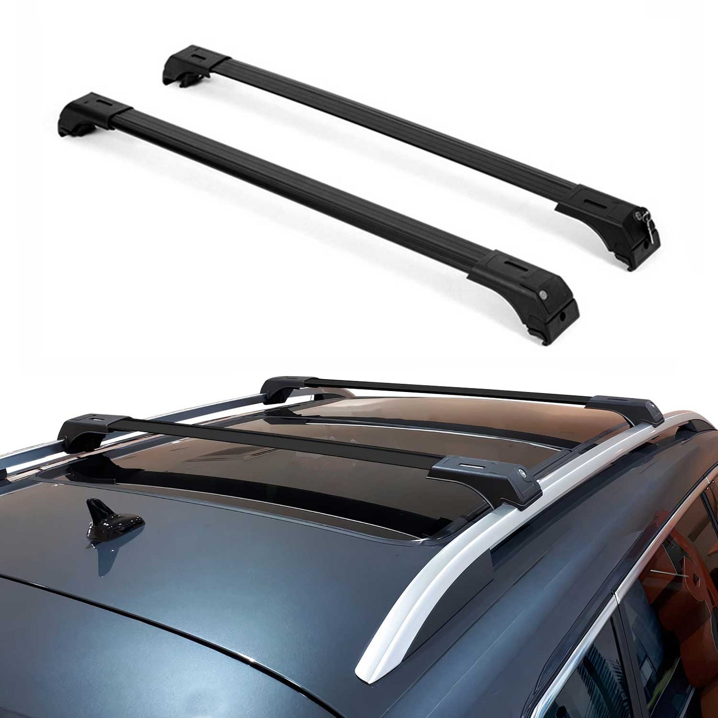 OMAC USA Roof Rack Cross Bars for Car – Fits 2016-2020 Kia Sorento (Excludes Models Without OEM Fixed Points) – Aluminium Black (2 Pcs)