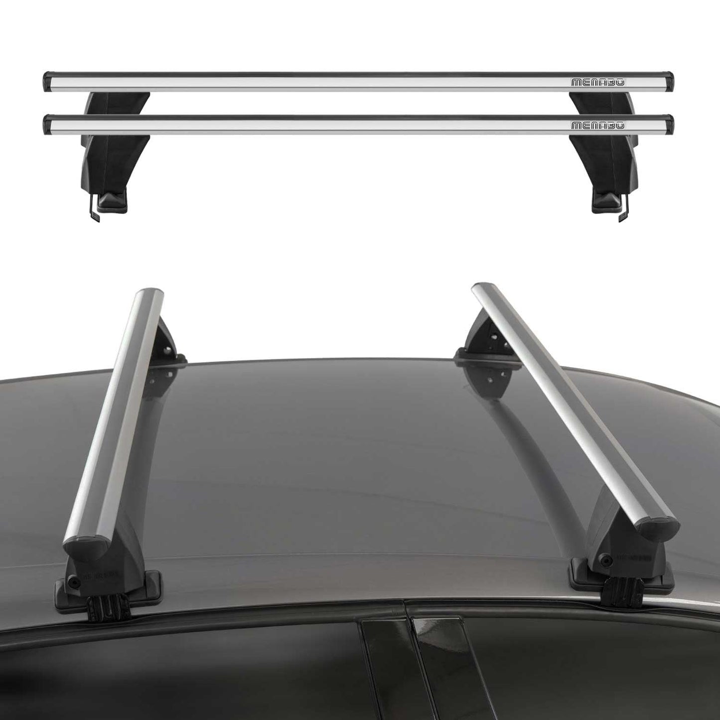 Omac USA Roof Rack Cross Bars Luggage Carrier for Cars – Fits with 2006-2009 BMW 5 Series E61 (2 Pcs, Silver, Aluminum)
