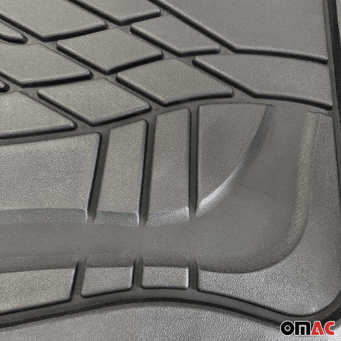OMAC USA - Goodyear Floor Mats Cars Trucks SUV Black All Season Heavy Duty Rubber 2Pcs