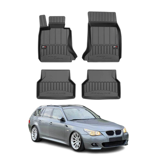 OMAC USA Premium Floor Mats Liners for Cars – Fits 2004-2010 BMW 5 Series E60/E61 (Black, 4 Pcs, All Weather Heavy Duty)
