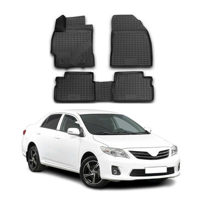 OMAC USA Floor Mats Liners Full Set All Weather for Car – Fits with 2009-2013 Toyota Matrix RWD – Black (4 Pcs)