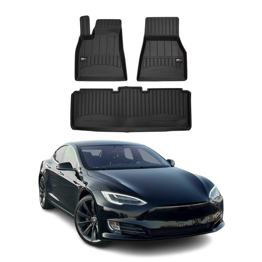OMAC USA Premium Floor Mats Liners for Cars – Fits 2014-2020 Tesla Model S (Black, 3 Pcs, All Weather Heavy Duty)