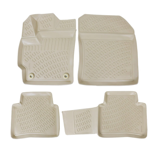 Omac USA Premium Rubber Floor Mats Liners for Cars – Fits with 2020-2025 Toyota Corolla Sedan (4 Pcs, All Weather, Beige)
