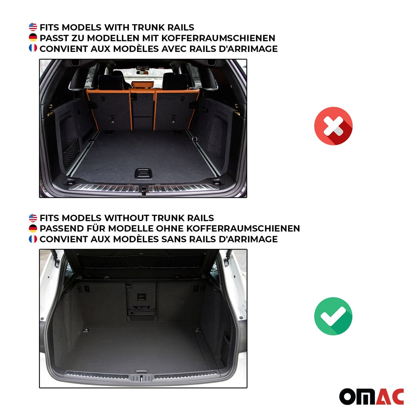 OMAC USA Premium Cargo Liner Trunk Rubber Mat for SUV – Fits with 2014-2018 BMW X5 F15 / F85 – All Weather Heavy Duty, Black (1 Pc)
