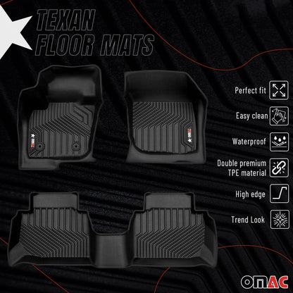 OMAC USA Premium Floor Mats for Sedan – First & Second Row – fits with 2013–2020 Ford Fusion – Black (4 Pcs)