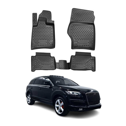 OMAC USA Floor Mats Liners Full Set All Weather for SUV – Fits with 2007-2015 Audi Q7 – Black (4 Pcs)