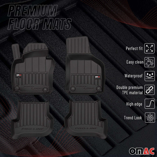 OMAC USA Premium Floor Mats Liners for Hatchbacks – Fits 2003-2014 Volkswagen Golf Mk6 (Black, 4 Pcs, All Weather)