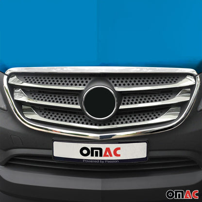 OMAC USA Front Bumper Grill Trim for Mercedes Metris – Fits 2016–2020 – Stainless Steel Chrome Mirror Finish, 2-Pc