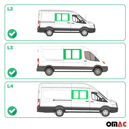 OMAC USA Sliding Window Glass Front Right Side for Vans – Fits 2015–2025 Ford Transit L2 L3 L4 (Tempered, Black, 1Pc)