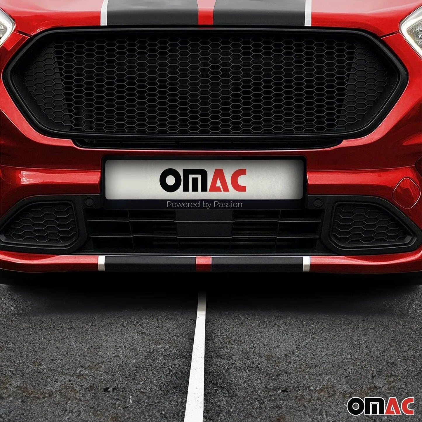 OMAC USA Universal Honeycomb Mesh Grill Insert – Trimmable Black ABS Plastic Spoiler Bumper Protector