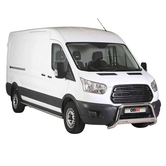 OMAC USA Bull Bar Push Front Bumper Grille – Fits 2015–2020 Ford Transit – Steel, Silver, 1 Pc