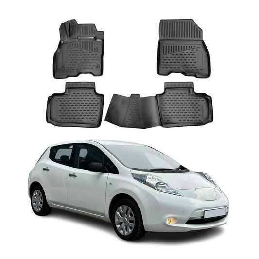 OMAC USA Floor Mats Liners Full Set All Weather for Car – Fits with 2011-2017 Nissan LEAF – Black (4 Pcs)