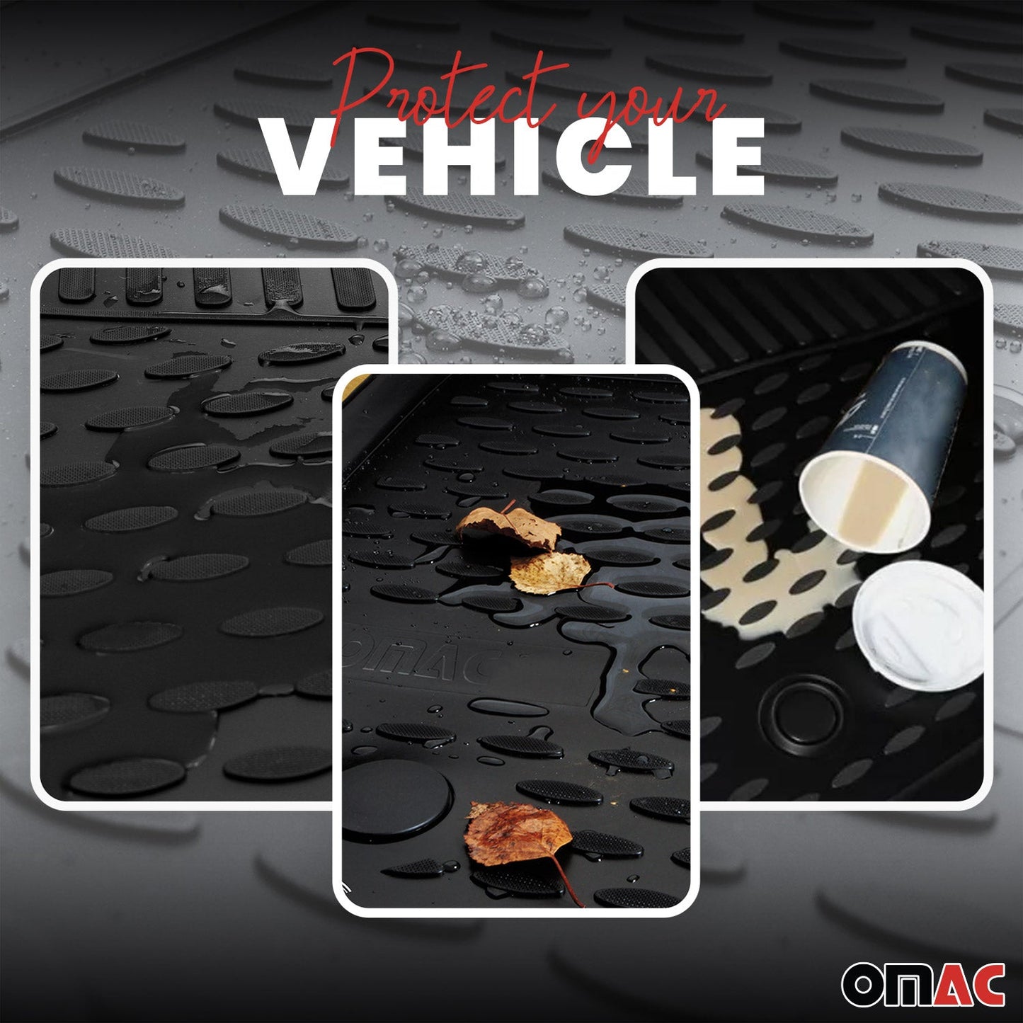 Omac USA Premium Rubber Floor Mats Liners for Cars – Fits with 2014-2018 BMW X5 F15/F85 (4 Pcs)