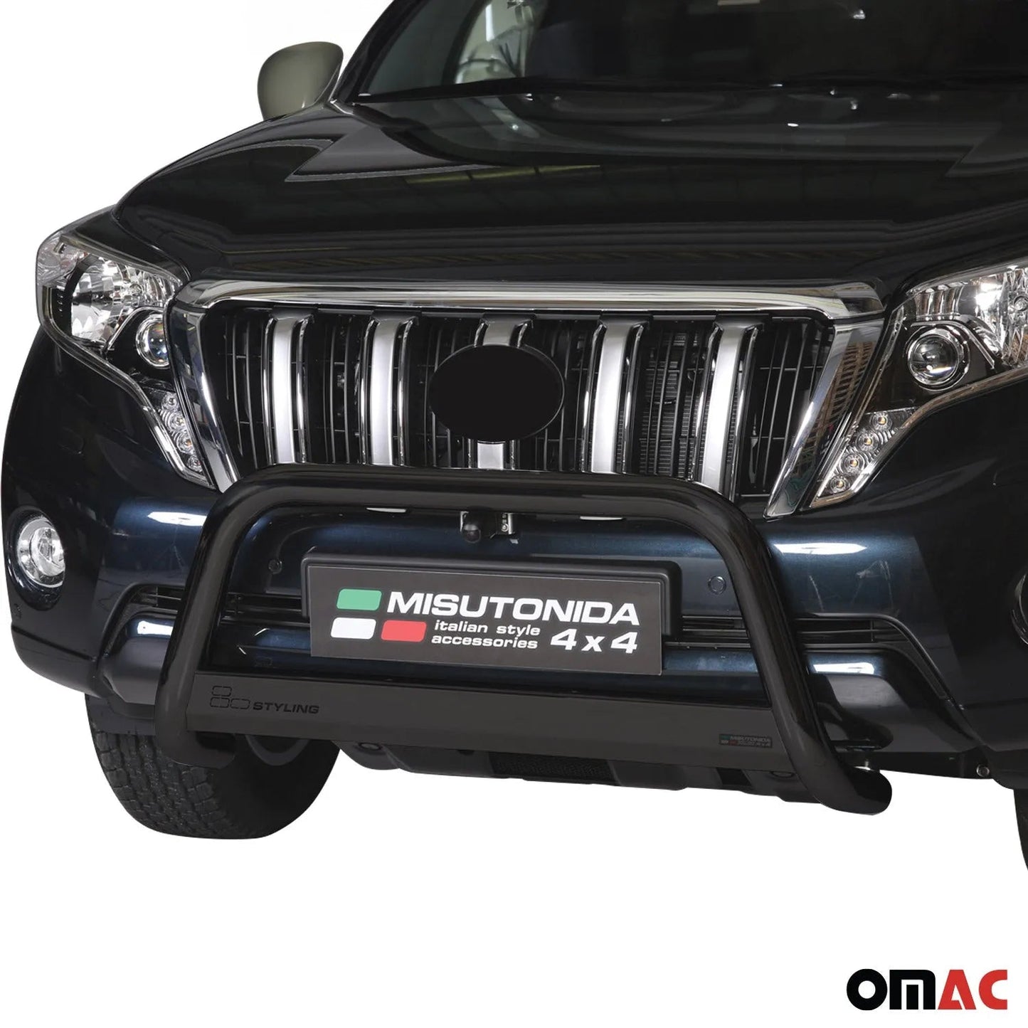 OMAC USA Bull Bar Push Front Bumper Grille for SUV – Fits 2014-2019 Lexus GX 460 – Black Steel, 1 Pc