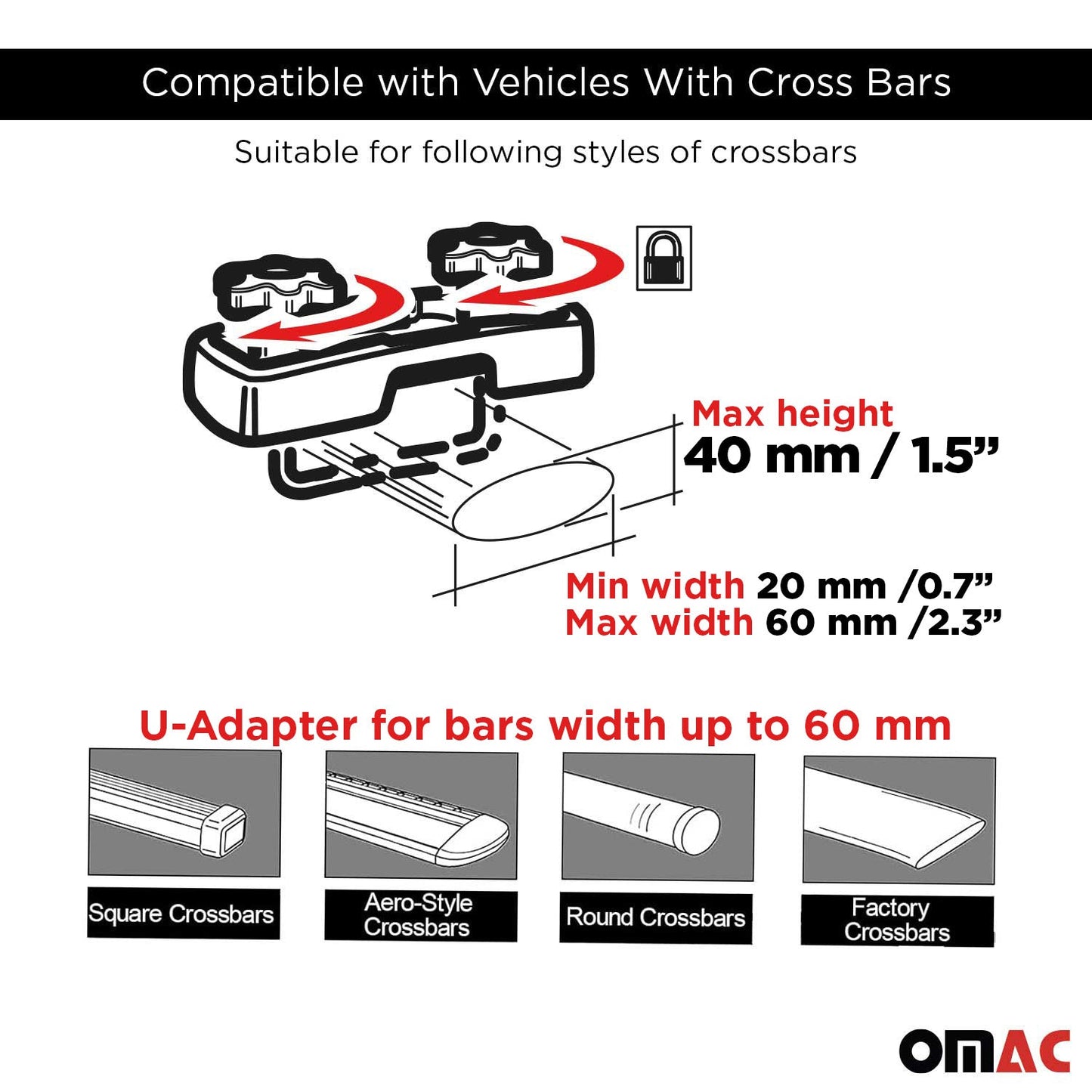OMAC USA Roof Cargo Box for Car/SUV – 8 Cu Ft Rooftop Luggage Carrier Dual-Side Opening – Matt Black (1 Pc)