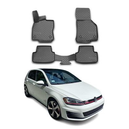 OMAC USA Floor Mats Liners Full Set All Weather for Car – Fits with 2015-2021 VW Golf GTI MK7 – Black (4 Pcs)