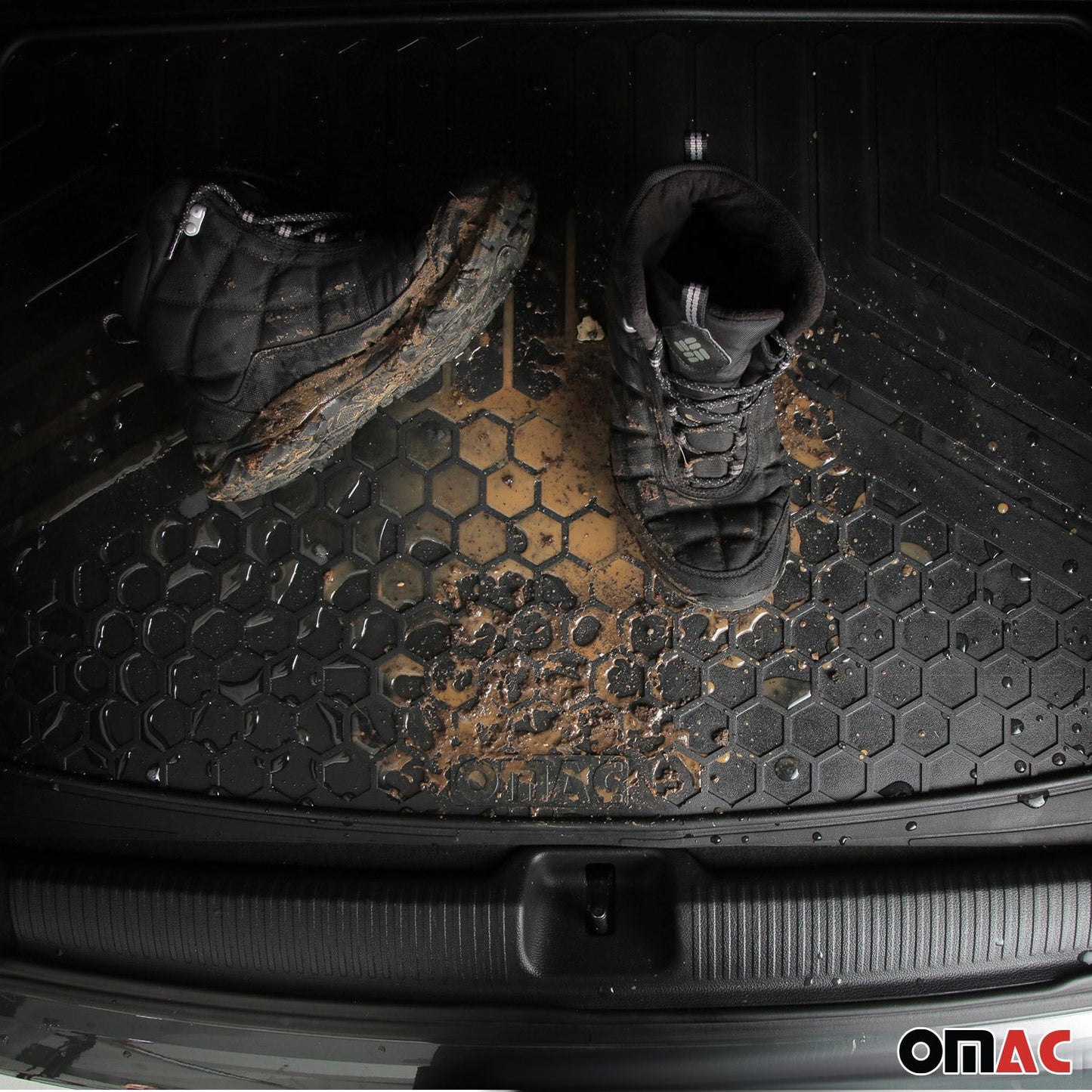 Omac USA Semi-Custom Rubber Cargo Mat Liner for Cars – Fits with Buick (1 Pc, All Weather, Black)