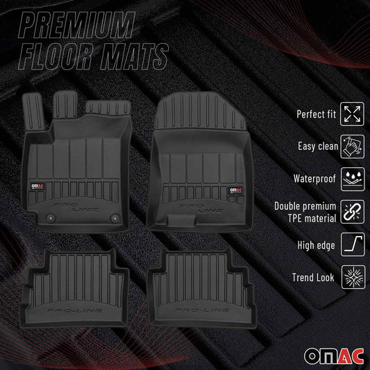 OMAC USA Premium Floor Mats Liners for Cars – Fits 2018-2023 Hyundai Kona (Black, 4 Pcs, All Weather Heavy Duty)