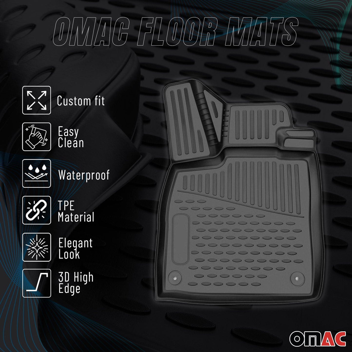 Omac USA Premium Rubber Floor Mats Liners for Cars – Fits with 2014-2018 BMW X5 F15/F85 (4 Pcs)