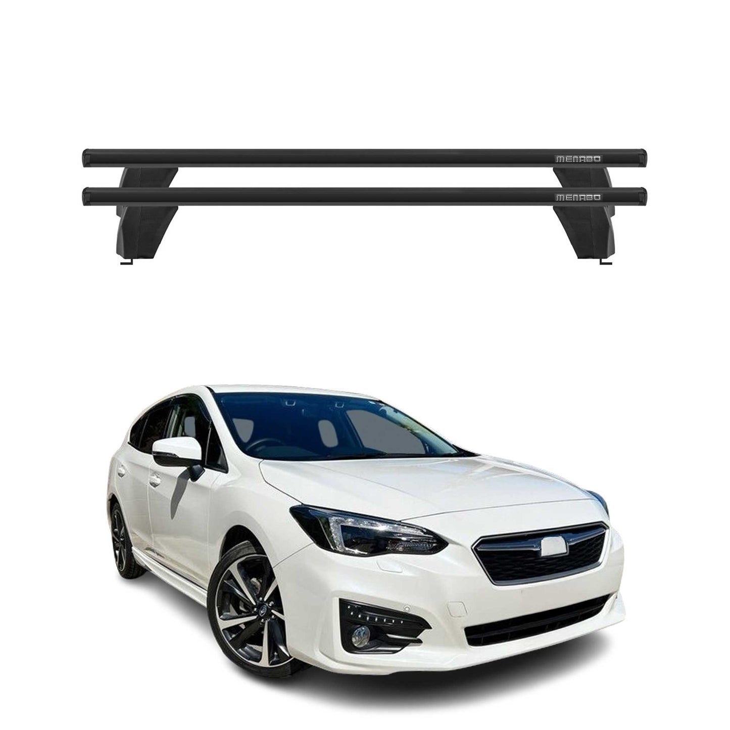 OMAC USA Roof Rack Cross Bars for Car – Fits 2017-2023 Subaru Impreza (Excludes Models Without OEM Fixed Points) – Aluminium Black (2 Pcs)