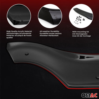 OMAC USA Front Bug Shield Hood Deflector for SUV – Fits 2009-2015 Honda Pilot – Smoke Black Acrylic (1 Pc)