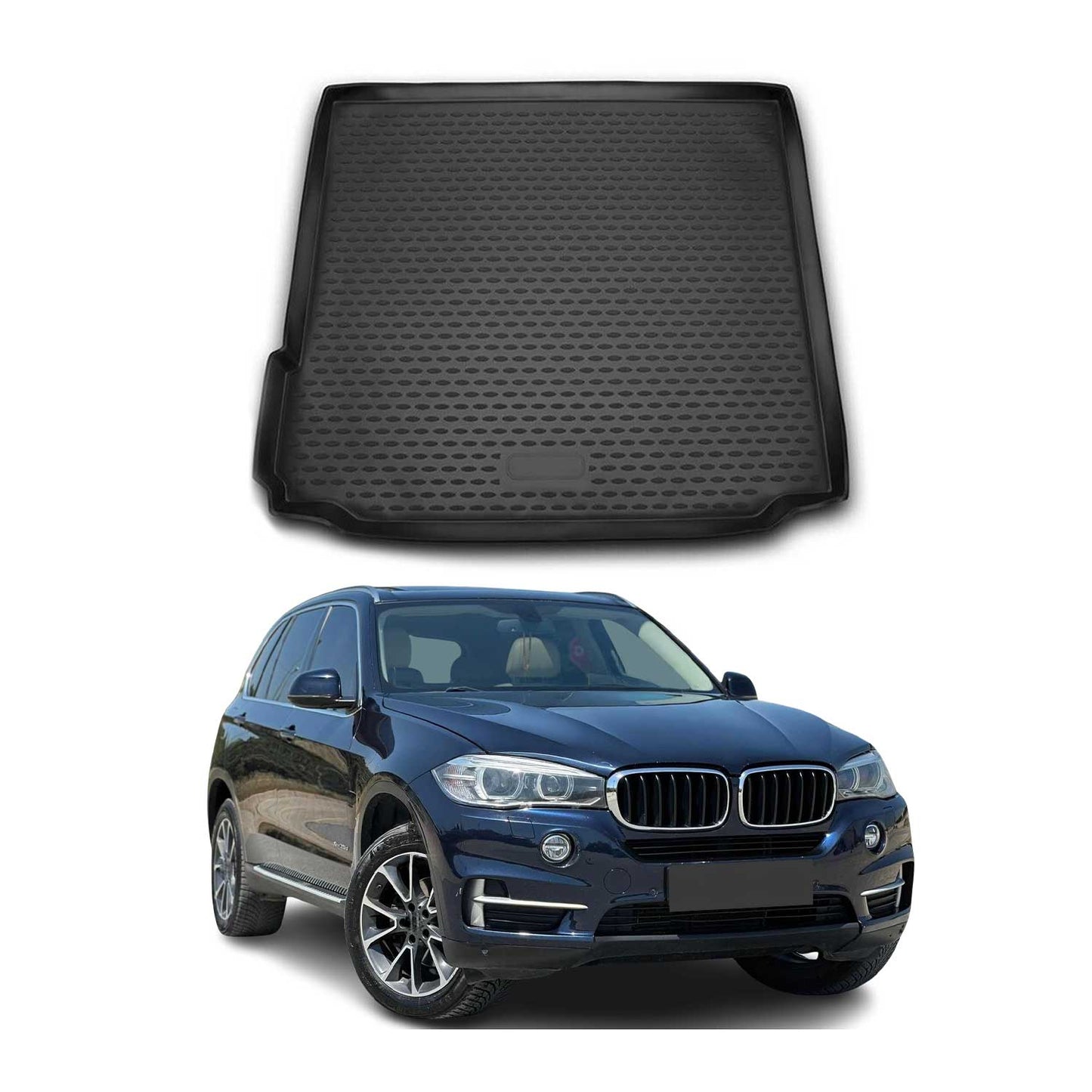 OMAC USA Semi-Custom Fit Cargo Liner Trunk Mat for SUV – Fits 2014–2018 BMW X5 (Black, Waterproof)