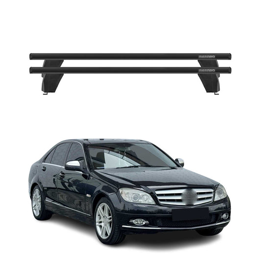 OMAC USA Roof Rack Cross Bars for Car – Fits 2010-2014 Mercedes C-Class W204 Sedan (Excludes Models Without OEM Fixed Points) – Aluminium Black (2 Pcs)
