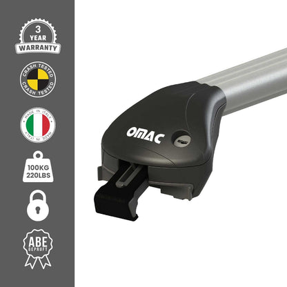 OMAC USA Adjustable Roof Rack Cross Bars Luggage Carrier for Flush Roof Rails (39"-51") – Aluminium Silver (2 Pcs)