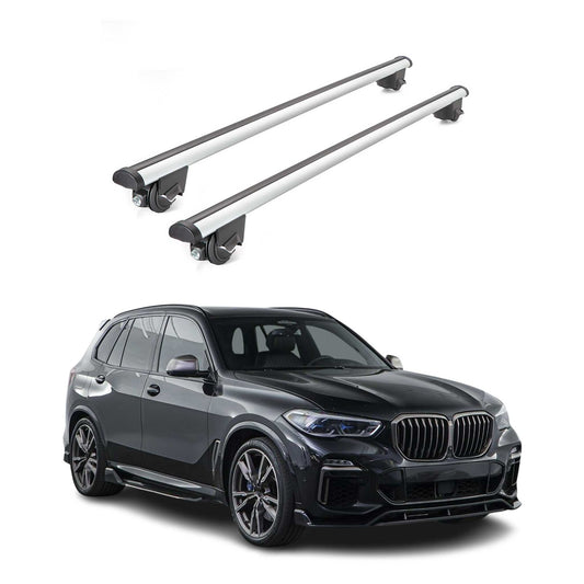 OMAC USA Roof Rack Cross Bars for Car – Fits 2019-2025 BMW X5 G05 (Excludes Models Without OEM Fixed Points) – Aluminium Silver (2 Pcs)