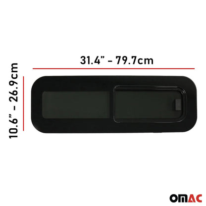 OMAC USA RV Teardrop Window – Horizontal Sliding Right Vent Glass – Universal Fit (Not Passenger Vans) – 31.4" x 10.6" Tempered Glass, Black (1 Pc)