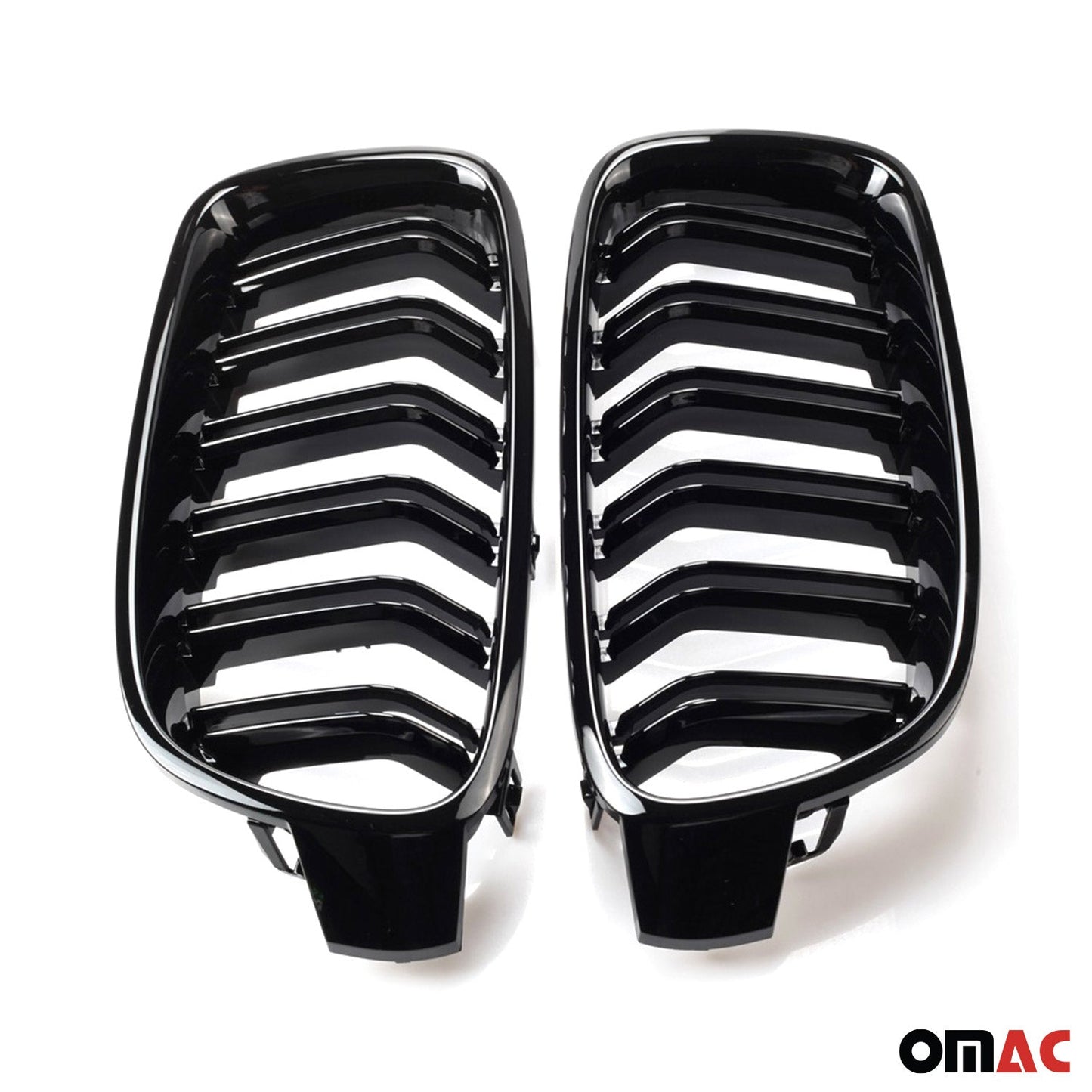 OMAC USA Front Kidney Grille – Fits 2012–2019 BMW 3 Series F30/F31 – M3 Style Gloss Black Dual Slat Replacement