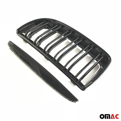 OMAC USA Front Kidney Grille for BMW 3 Series – Fits 2005–2008 E90 E91 E92 E93 Pre-FL – M4 Style Gloss Black Dual Slat, 4-Pc