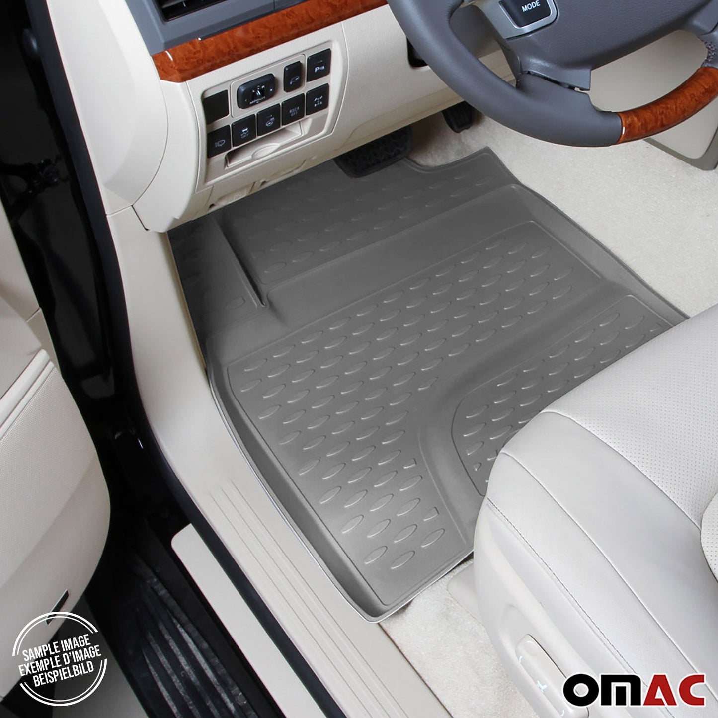 OMAC USA Floor Mats Liners Full Set All Weather Gray for Minivan – Fits with 2004-2010 Toyota Sienna (4 Pcs)